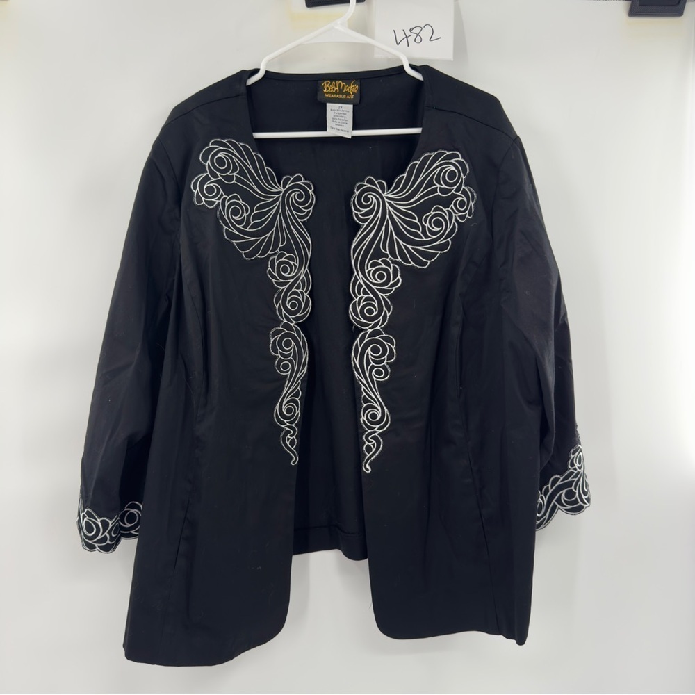 Bob Mackie black blazer suit separates embroidered size 2X